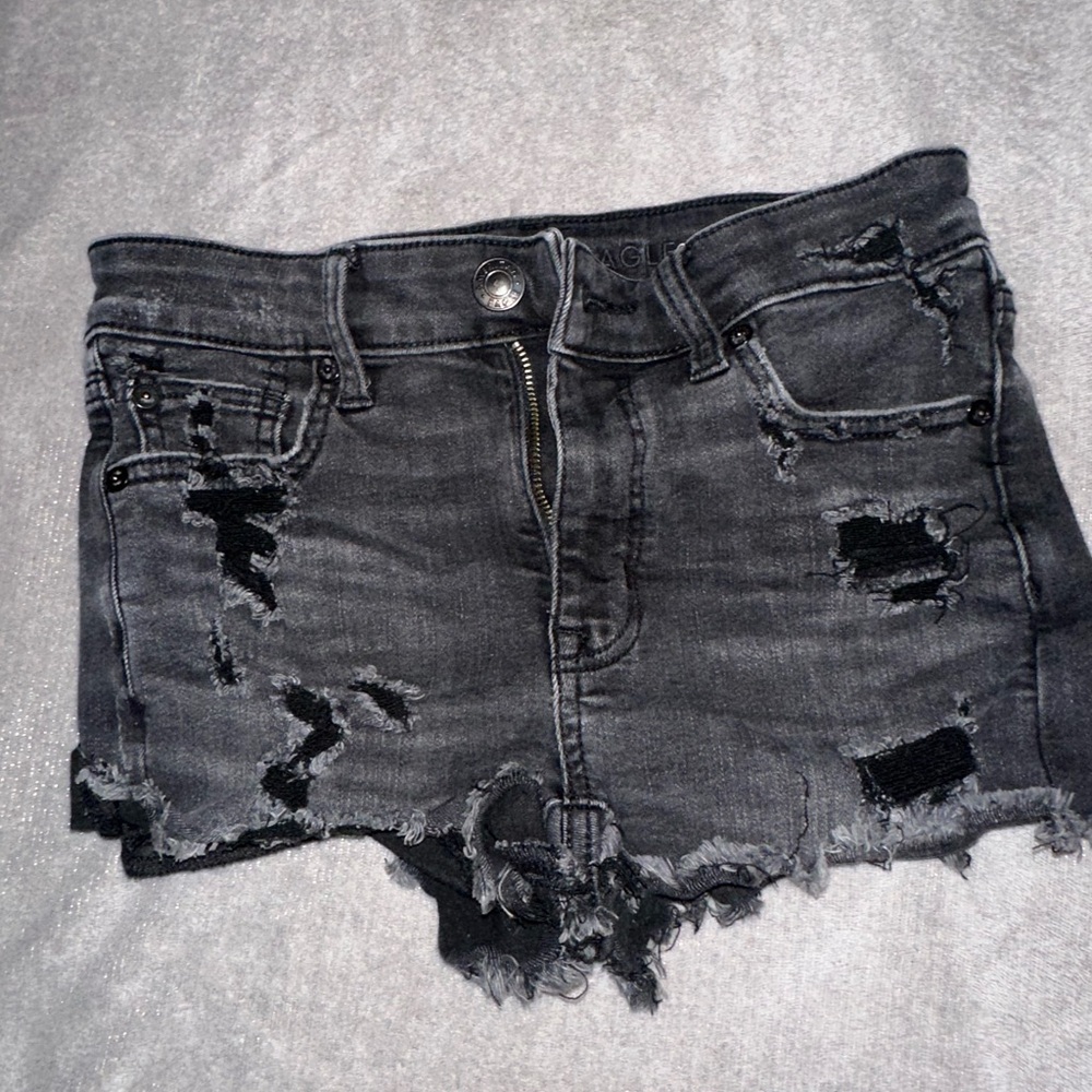 American Eagle Outfitters Black Distressed Jean Shorts